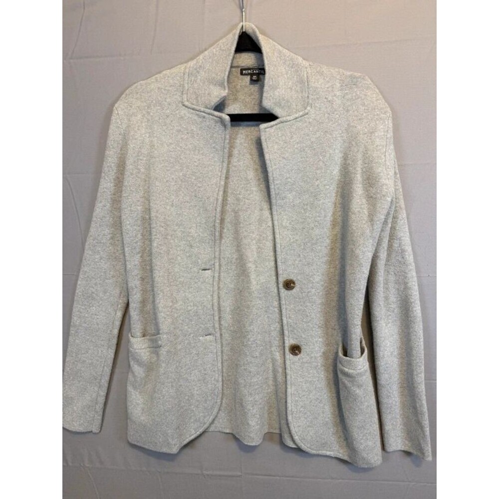 J.Crew Mercantile Grey Knit Sweater Blazer - Button Front Preppy Jacket
